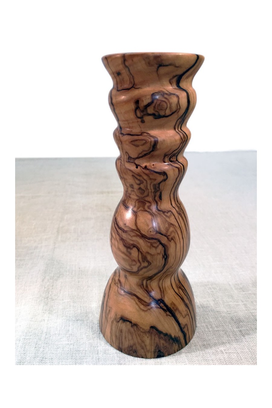 Spiral vase, olive wood