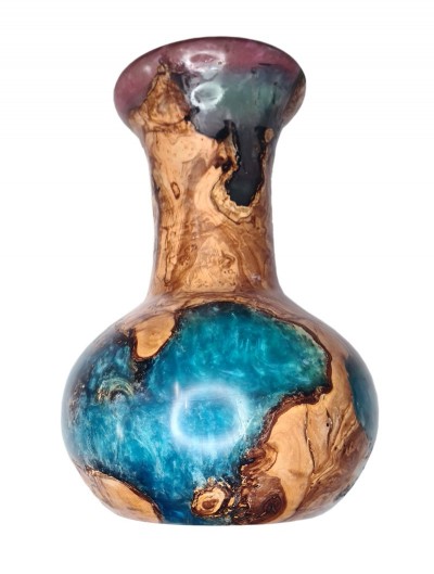 copy of Purple amphora vase, olive wood and resin