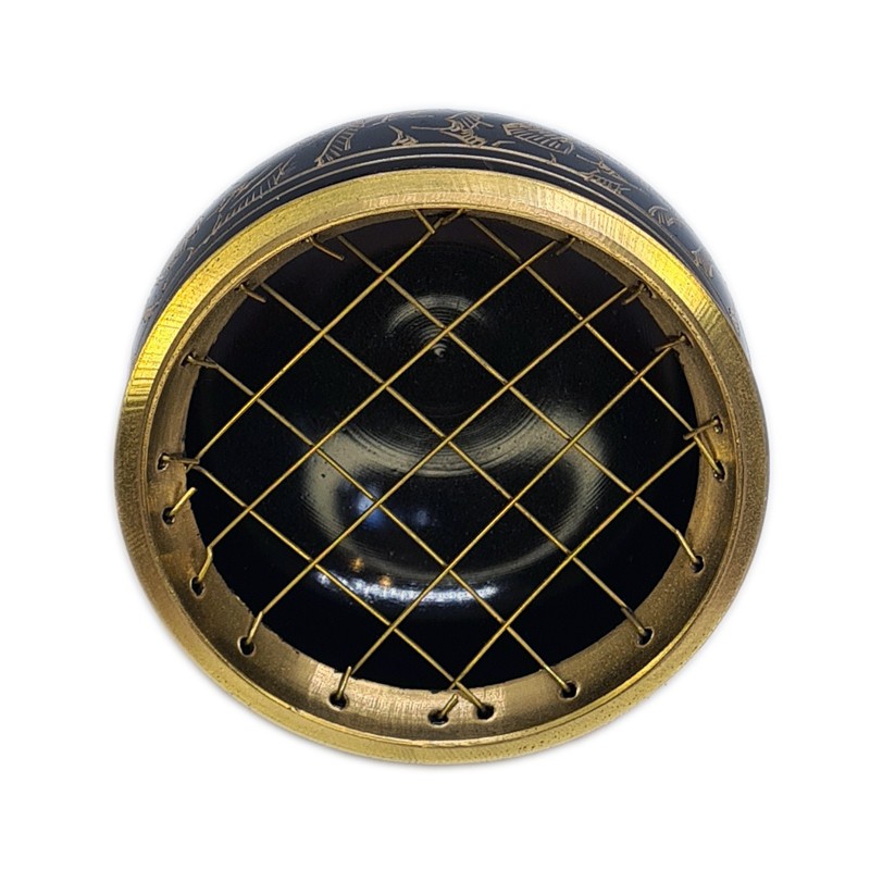 Bruciatore in ottone nero decorato