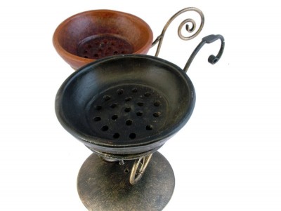 Incense burner iron with stone bowl